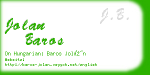 jolan baros business card